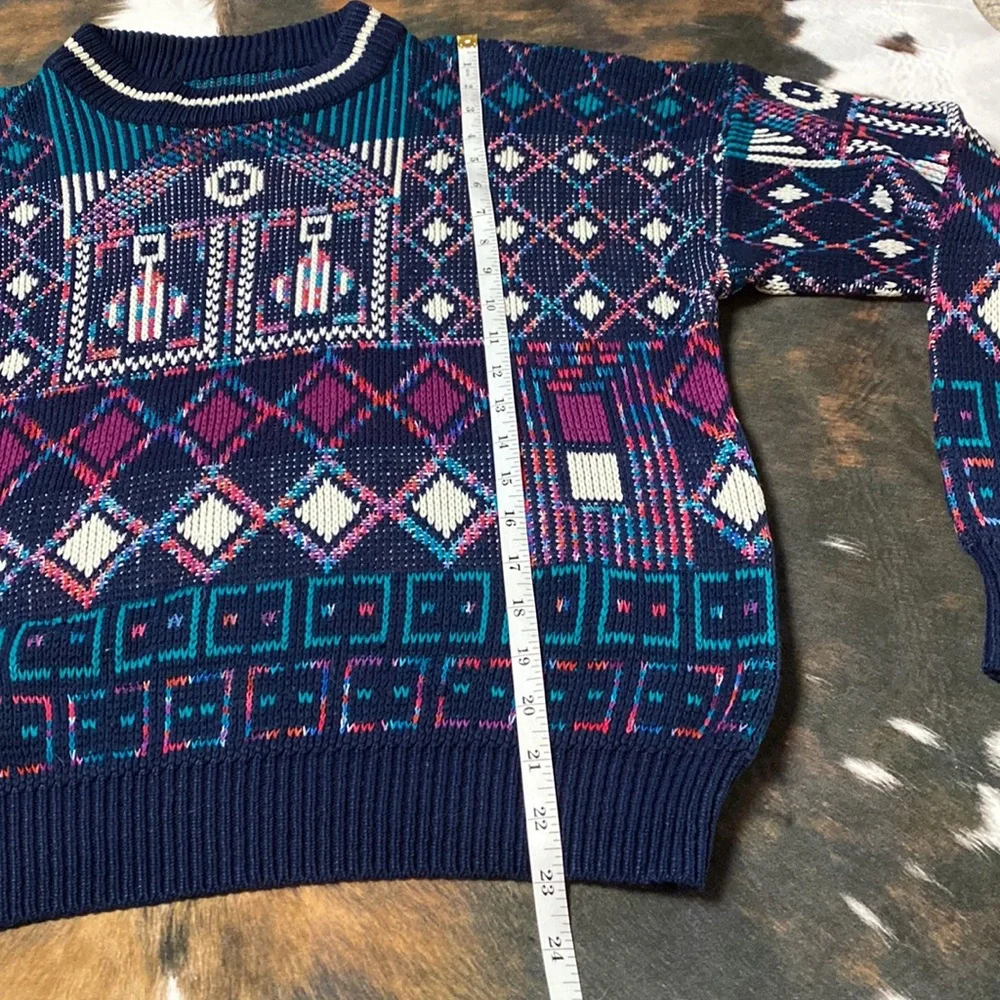 Vintage 80s Gorgeous Graphic Sweater 🔷 - Picture 2 of 4